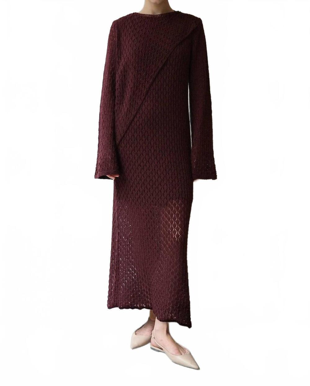 NEW TOUCHE PRIVE merlot crochet coverup dress in burgundy